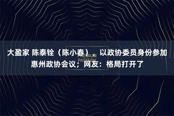 大盈家 陈泰铨(陈小春),以政协委员身份参加惠州政协会议;网友:格局打开了